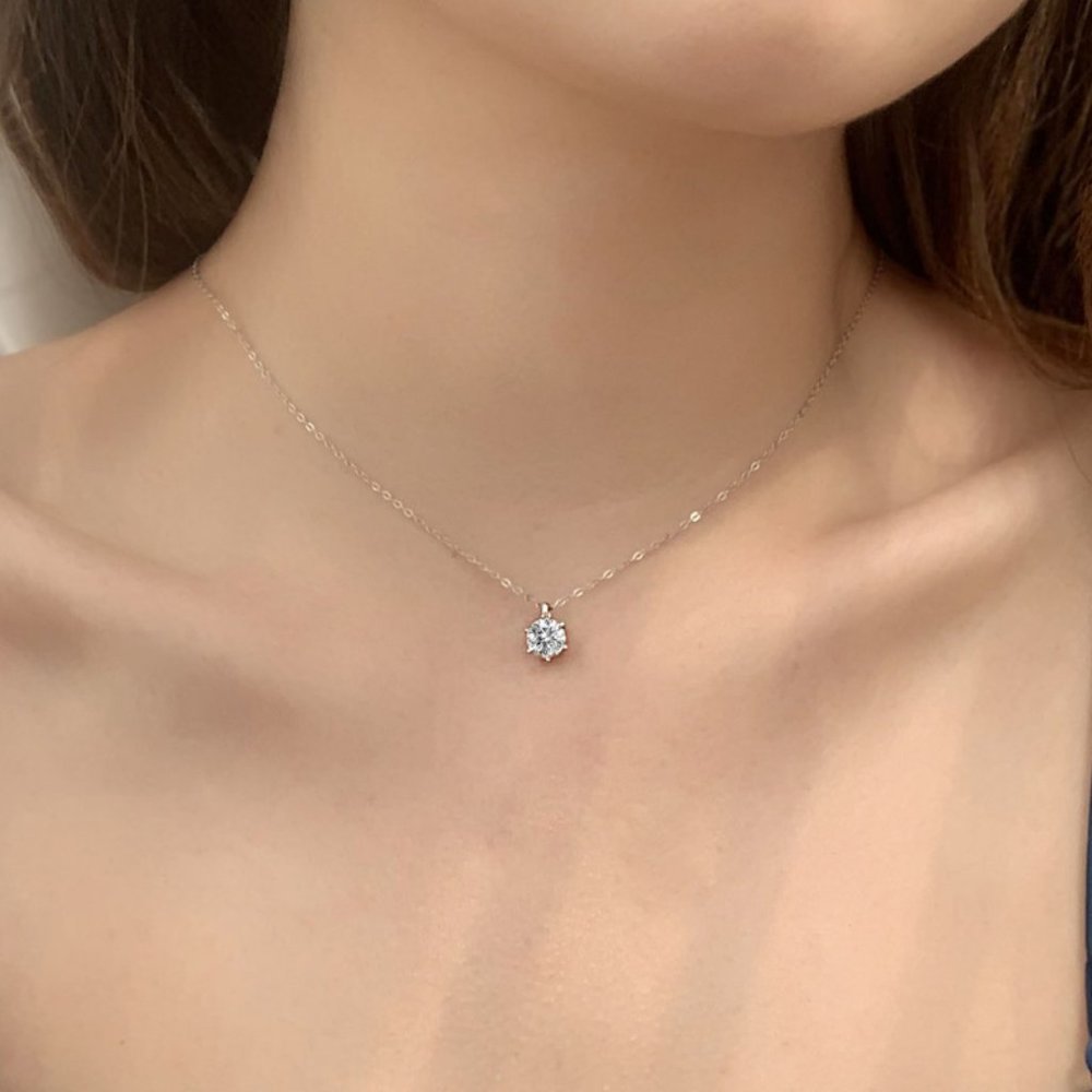 Certified 2ct. t.w. Diamond Moissanite Solitaire Necklace NEW - Picture 2 of 8